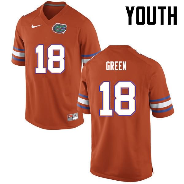 NCAA Florida Gators Daquon Green Youth #18 Nike Orange Stitched Authentic College Football Jersey QGD3564MZ